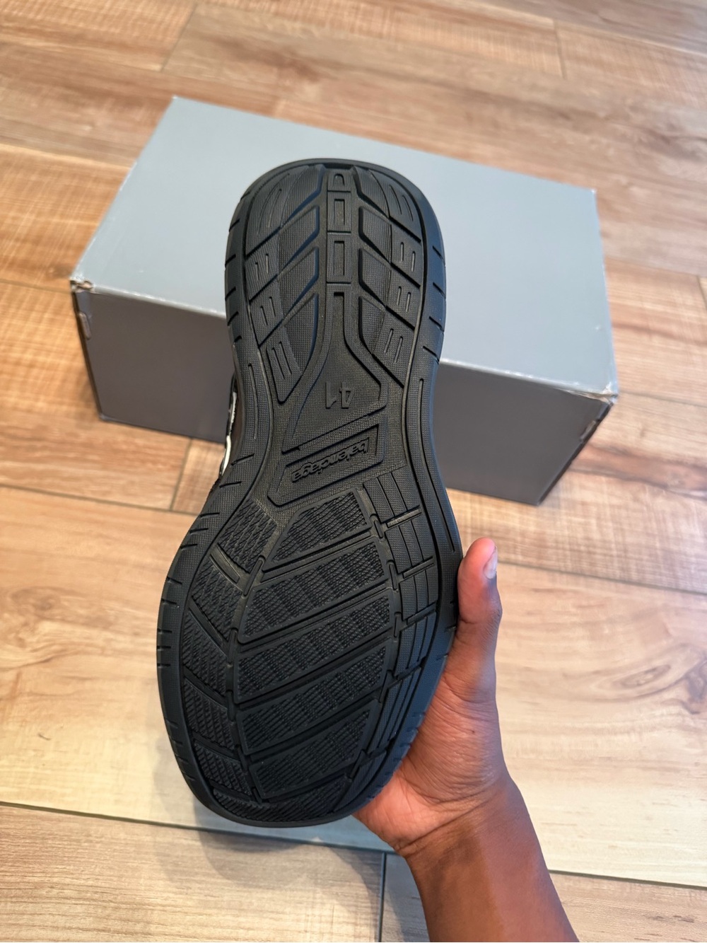 Balenciaga Black Leather Runner with White Accents - Picture 3 of 6